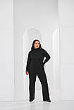 Штани жіночі вязані прямі рубчик бавовна 42/46 чорні, фото 3
