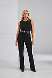 Штани жіночі вязані прямі рубчик бавовна 42/46 чорні, фото 5