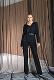 Штани жіночі вязані прямі рубчик бавовна 42/46 чорні, фото 8