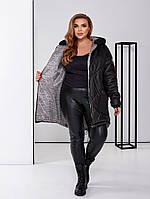 Жіноча курточка зимова плащівка утеплена синтепоном 200, подовжена Розміри: 52-54 56-58