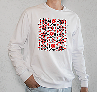 Свитшот с принтом Вышиванка, белый, мужской, бренд Малюнки, Украина.
