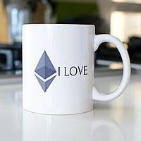 Чашка с принтом криптовалюта Ethereum i love кружка для криптоинвестора трейдера на подарок