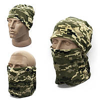 Комплект балаклава + шапка + баф флісовый Caiman піксель