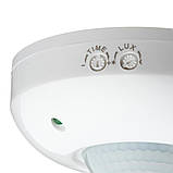 Датчик руху для освітлення стельовий накладний білий IR 360° макс.1200 Вт, фото 2