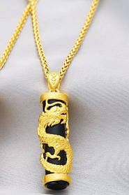 Золота підвіска Дракон із турмаліном приносить Велику Удачу з символом Фук, Багатство та здоров'я, успіх