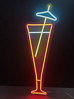 Неонова вивіска Коктейль з парасолькою (180х500)