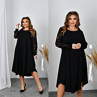 Женское нарядное платье в стиле бохо размер батальный размер: 52-54, 56-58, 60-62, 64-66 черный, 52/54