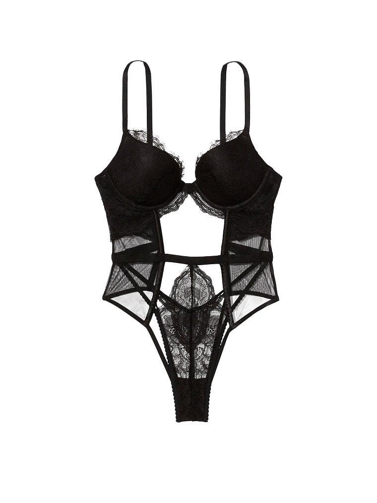 Мереживне боді Victoria's Secret Push-Up Cutout Lace Teddy, Чорне, фото 1