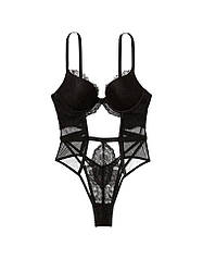 Мереживне боді Victoria's Secret Push-Up Cutout Lace Teddy, Чорне