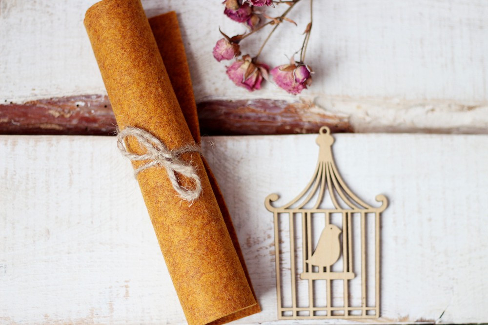 Войлок для рукоділля і творчості 2 мм Корея гірчичний меланж C-105, 110Х100 см, фото 1