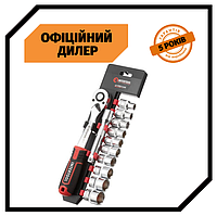 Набор головок на планке с трещоточной рукояткой STORM INTERTOOL ET-8014 (1/2" 10-24 мм.,12ед., Cr-V) Топ TSH