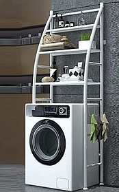 Полиця-стелаж підлогова над пральною машиною / Етажерка у ванну над стиранням білий Laundry Rack 361