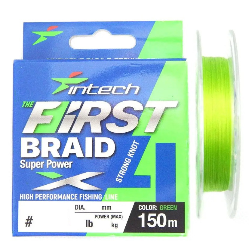 Шнур Intech First BRAID X4 150м #0.3 (0.09мм) / 6lb (2.72 кг) (салатовий), фото 1