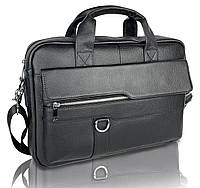 Кожана сумка для ноутбука і документів чорна Tiding Bag чоловічий портфель для А4