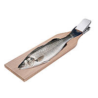 Доска разделочная 59 х 14 см для чистки рыбы с зажимом