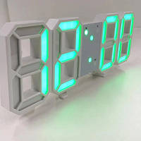 Настольные часы - будильник LY 1089 от USB, с термометром и календарем, зеленые