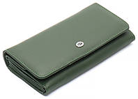 Темно-зеленый женский кошелек из натуральной кожи с отделом под монеты ST Leather ST020