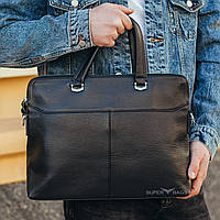 Мужская кожаная сумка-портфель черная Vintage B8313
