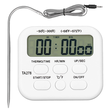Кухонний термометр із виносним щупом від -50°C до 300°C, ТА-278 / Цифровий термометр для кухні з таймером