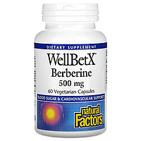 Natural factors berberine 500 мг 60 капсул, wellbetx, берберин 500 мг 60 капсул