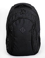 Среднего размера вместительный подростковый черный рюкзак из прочной ткани водонепроницаемый 031087