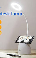 Светодиодная настольная лампа USB на гибкой ножке (гибкая) гусиная шея USB с подставкой для телефона