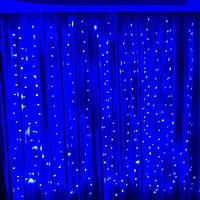 Гирлянда роса Капля-Штора 3х1.5 м, 300 mini LED, синяя