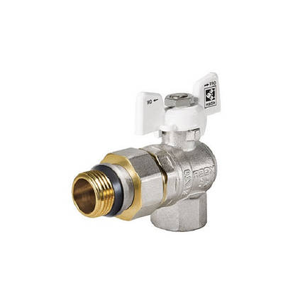Кран з американкою кутовий 1/2" "антіпротечка" KR.228.W-Gi білий, фото 1