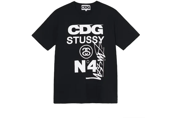 Футболка чорна CDG x Stussy T-shirt  | Stussy x  CDG T-shirt | Futbolka.top