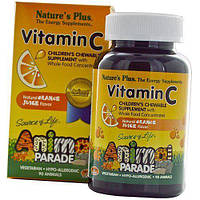 Жевательный Витамин С для детей Animal Parade Vitamin C Childrens Nature's Plus 90таб Апельсин (36375042)