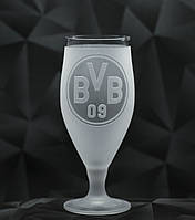 Подарочный футбольный пивной бокал 500 мл с гравировкой надписи Боруссия Дортмунд