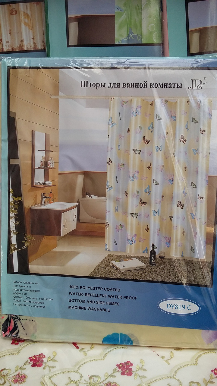 Шторка для ванной комнаты с бабочками, 180х180 см - фото 1 - id-p367374324