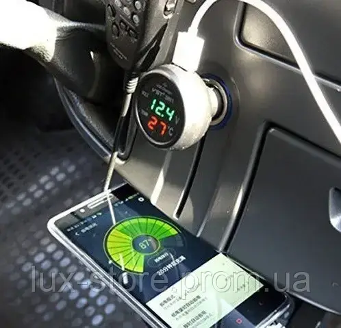Часы автомобильные в прикуриватель VST 706-4 зелёный блистер Термометр в машину Авто часы с подсветкой d - фото 9 - id-p2047542598