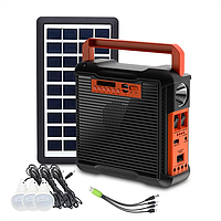Фонарь EP-395 Power Bank радио блютуз с солнечной панелью лампочки 3 шт кемпинговая солнечная станция d