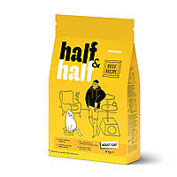 Сухой корм Half&Half для взрослых кошек, с говядиной, 8 кг d