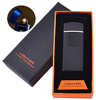 Сенсорная USB зажигалка в подарочной коробке LIGHTER (Спираль накаливания) HL-132 Black mate