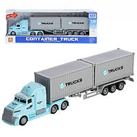 Машинка фура грузовик с контейнерами детская инерционная со светозвуковыми эффектами 36 см Серый (60382)