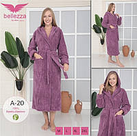 Бамбуковый халат с капюшоном Bellezza А-20, Фиолетовый, L