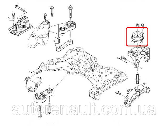 Подушка двигателя на Рено Трафик 01-> 1.9dCi L (левая, круглая) RENAULT - 8200003824 - фото 9 - id-p26442896