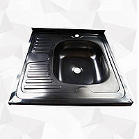 Кухонна мийка металева накладна 50х60 см права раковина на кухню нержавійка глянцева прямокутна (vi-5287) AGS