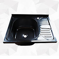 Кухонна мийка металева накладна 50х60 см ліва раковина на кухню нержавійка глянцева прямокутна (vi-5288) AGS