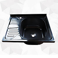 Мийка кухонна неіржавка накладна 60х60 см права квадратна раковина стандартна на кухню маленька (vi-5291) AGS