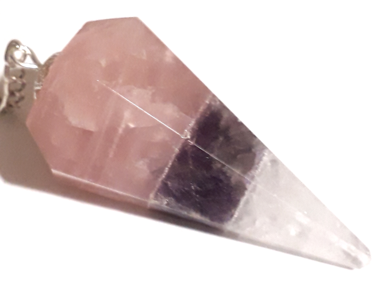 Маятник з рожевого кварцу, аметисту та гірського кришталю, фото 1