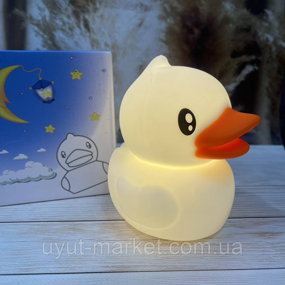 Дитячий силіконовий нічник "Каченя" Duck Night Light зі зміною кольору RGB