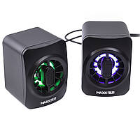 Колонки акустические для компьютера, 6 Вт, USB питание, RGB подсветка, черный Maxxter CSP-U005RGB - MegaLavka