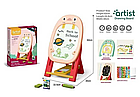 Дитячий двосторонній мольберт для малювання і творчості 3 в 1 з настільними іграми., фото 2