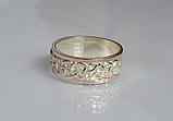 Срібна обручка з золотими вставками, фото 2