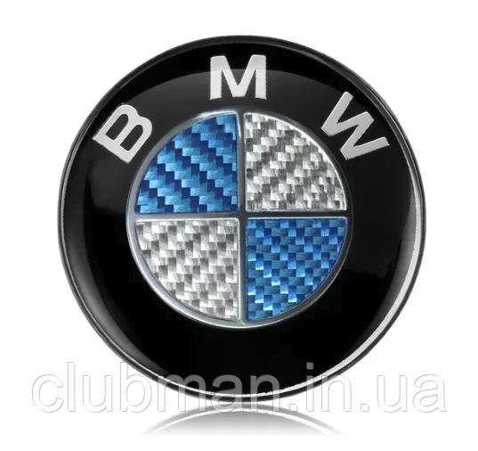 Емблема (значок) в кермо BMW (БМВ) - Карбон Синій 45 мм
