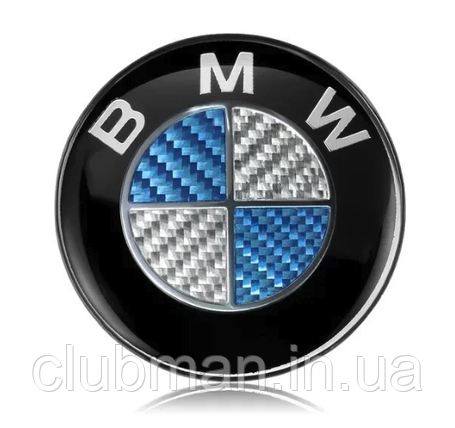 Емблема (значок) в кермо BMW (БМВ) - Карбон Синій 45 мм, фото 1