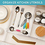 Набір телескопічних розсувних роздільників у тумбочку. Комплект перегородок у комод, ящик 2 шт , Прозорий, фото 7